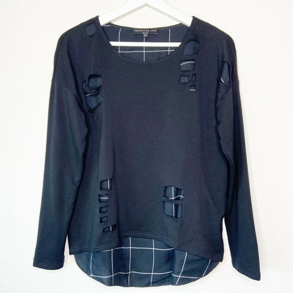 Generation Love Layered Distressed Sweatshirt Top XS